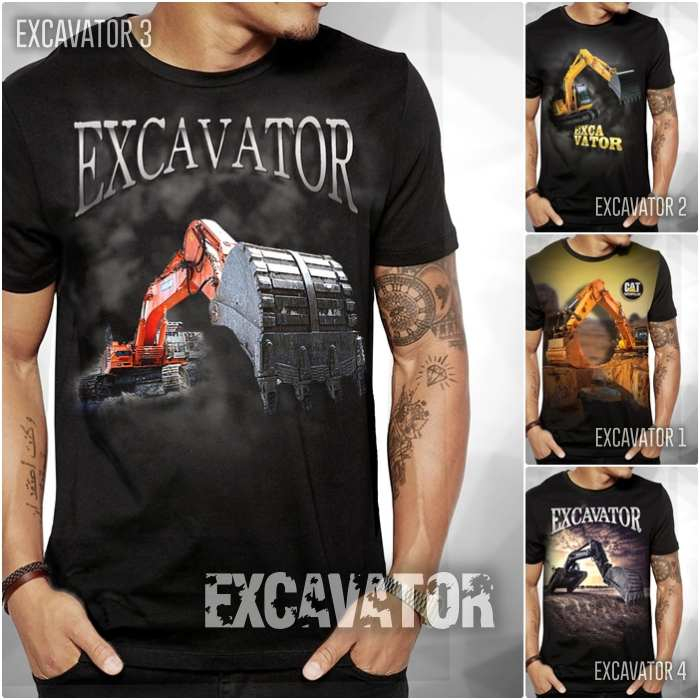 Kaos EXCAVATOR Baju Alat Berat Kaos Tambang Dewasa dan Anak Distro Doosan Caterpillar Volvo
