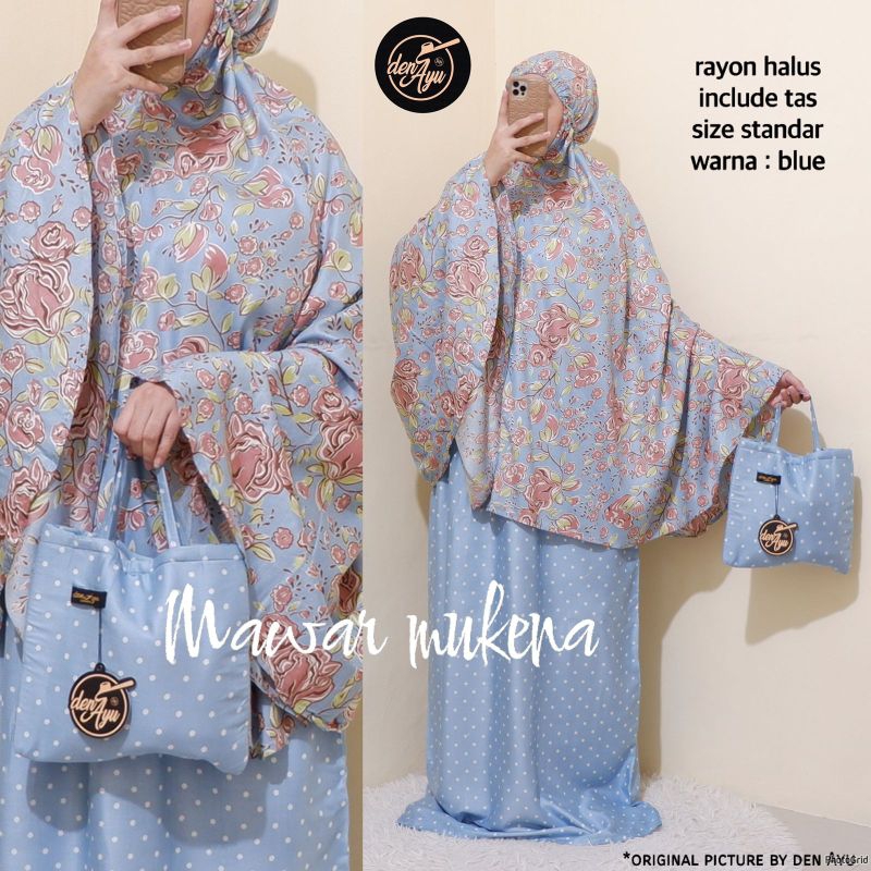 mawar mukena blue