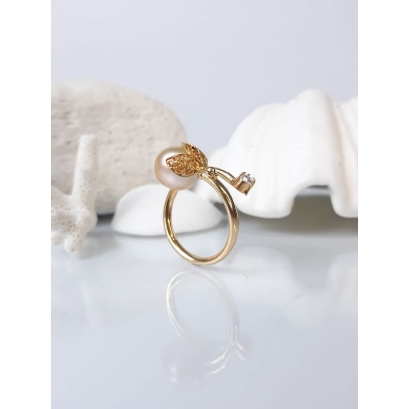 Cincin emas asli mutiara air laut | Mutiara Lombok Asli