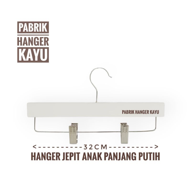 HANGER ANAK CELANA JEPIT PUTIH PANJANG 30CM