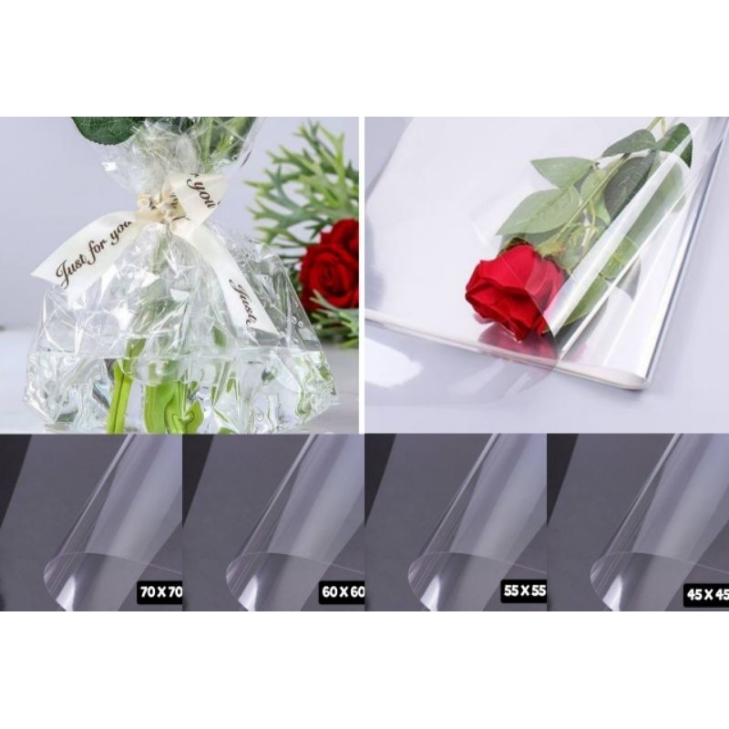 

Dhiya Florist - Plastik Buket Bunga Mawar Lembaran Sangat Tipis Flower Wrapping Transparant Plastik Bunga Buket Transparan