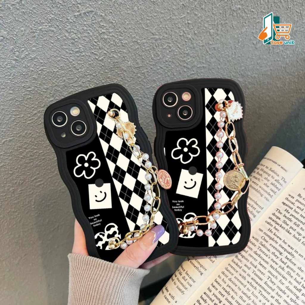 GC44 GC53 CASE CASING SOFTCASE SILIKON WAVY WAVE AESTETHIC RANTAI MUTIARA GRIP FOR REALME 8 8PRO 8I 9I A36 A76 A96 9 9 PRO PLUS 10 4G CS6074