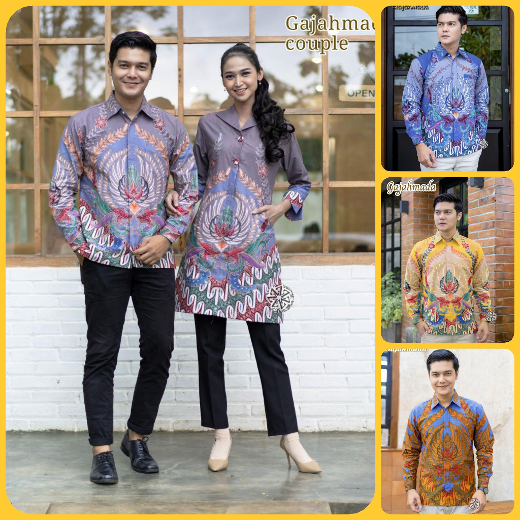 batik tulis couple Kemeja batik dan tunik Batik Tulis Berlapis Furing Lengan Panjang Handmade motif gajahmada batik couple tulis premium