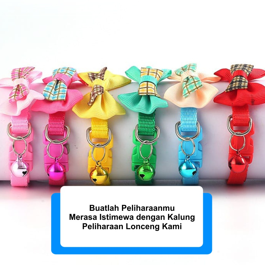 Kalung Kucing Lonceng ZamZam H438 Keren  Tali Leher Hewan Peliharaan lucu Cat Dog Collar Motif Pita