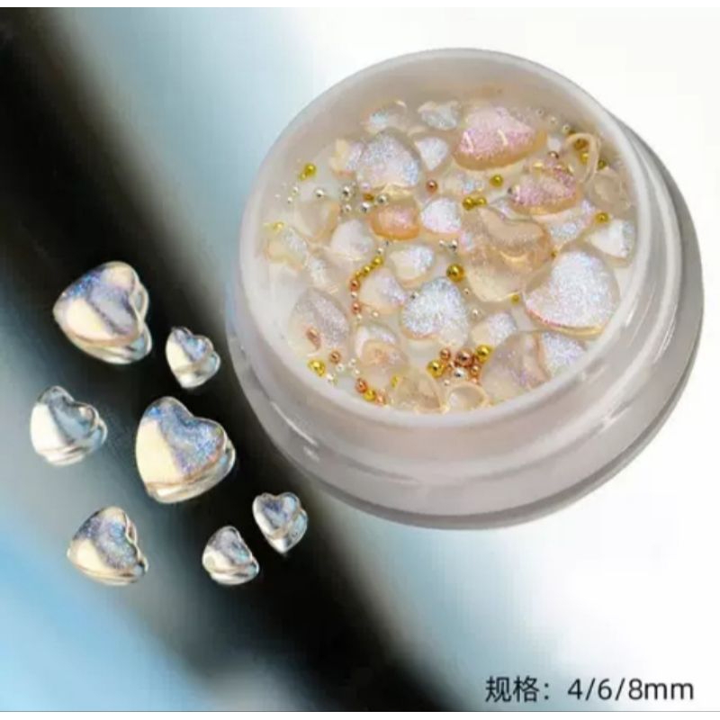 Hiasan bentuk Hati mixed 4-8mm untuk dekorasi Nail Arts