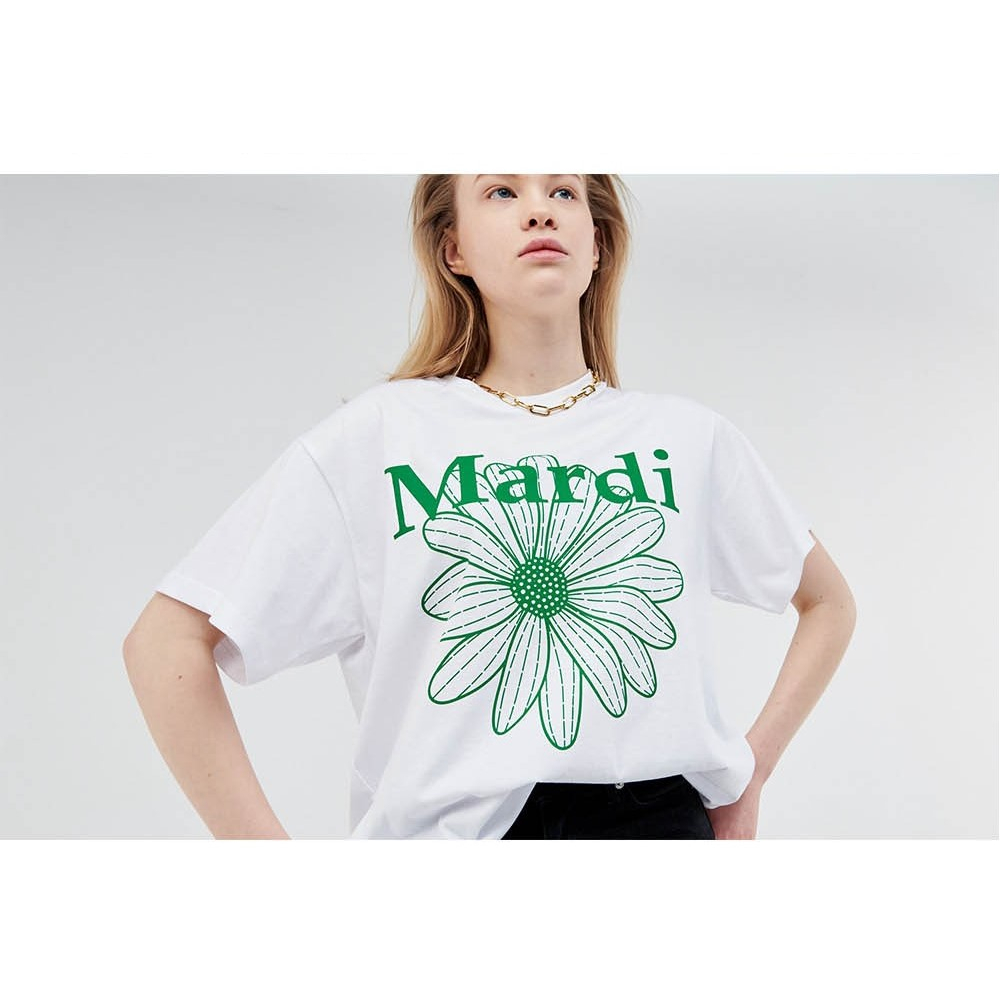 MARDI MERCREDI TSHIRT FLOWER MARDI (WHITE GREEN)