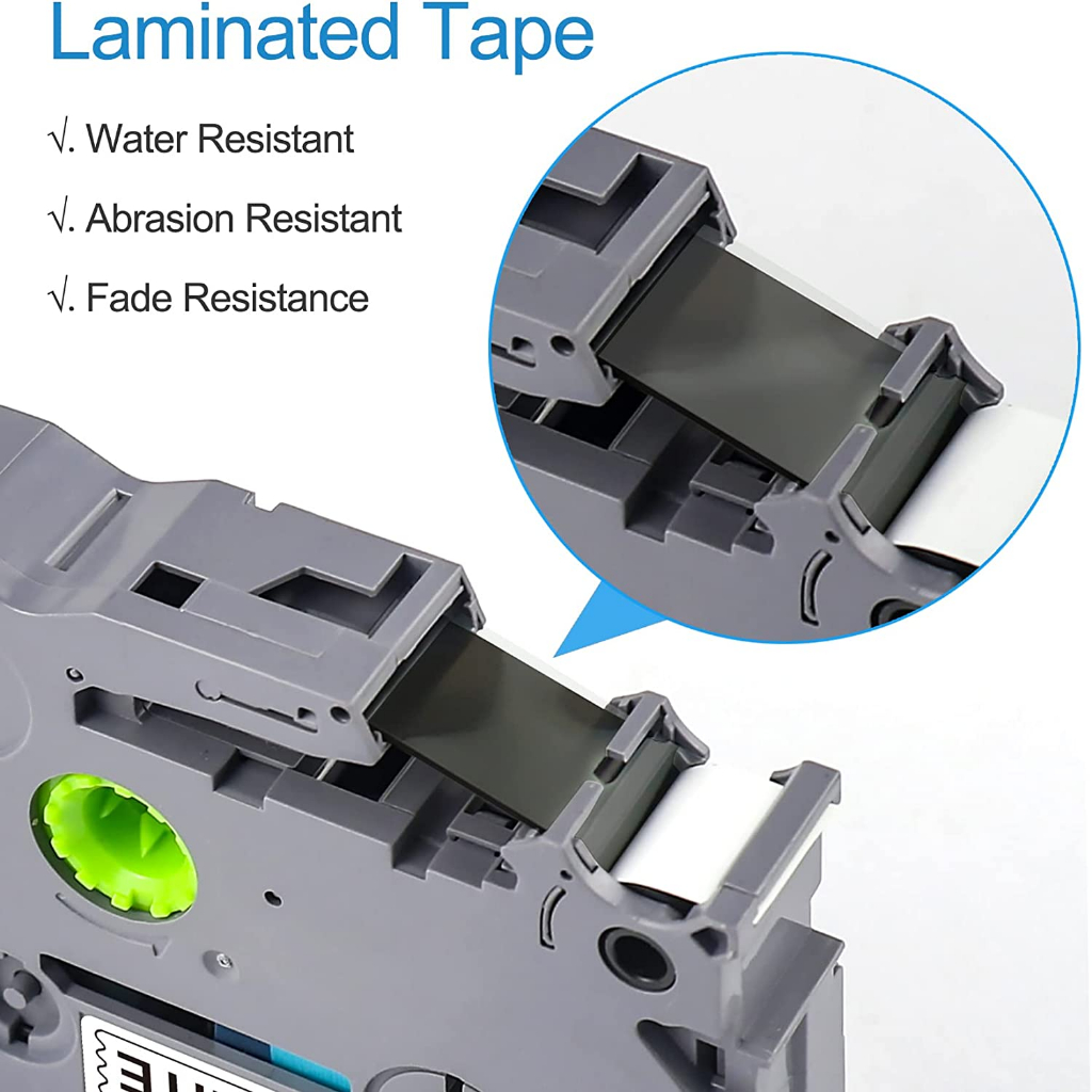 Brother Label Tape Compatible TZe-211 221 231 241 251 261 TZE-611 621 631 641 651 661 9mm / 12mm x 8m Laminated