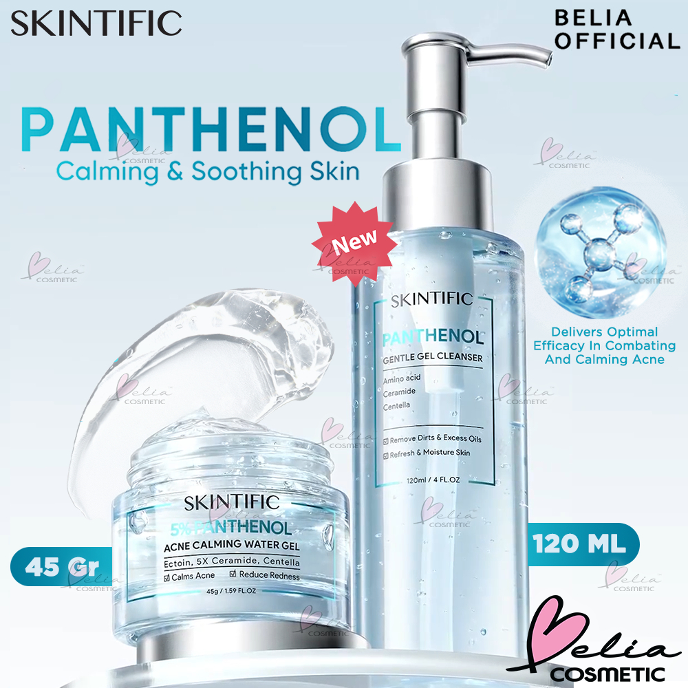 ❤ BELIA ❤ SKINTIFIC Panthenol Calming and Soothing Series | Acne Calming Water Gel 45g | Gentle Gel Cleanser | Acne Gel | 5X Ceramide | Perawatan Wajah Berjerawat