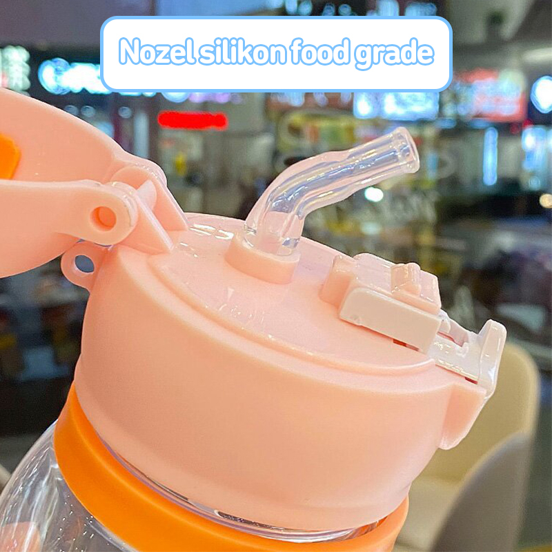 DADAWARD Botol Minum Tanduk Rusa Tali Sedotan/ Botol Minum Anak Lucu 600 ML Anti Tumpah Anti Pecah BPA FREE