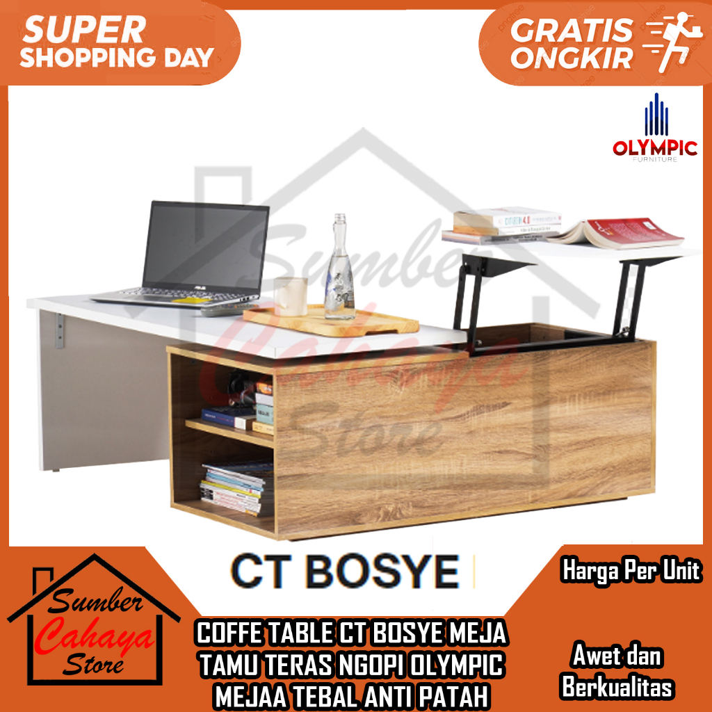 [Instan] COFFE TABLE CT BOSYE MEJA TAMU TERAS NGOPI OLYMPIC TEBAL ANTI PATAH  MINIMALIS DESIGN ELEGA