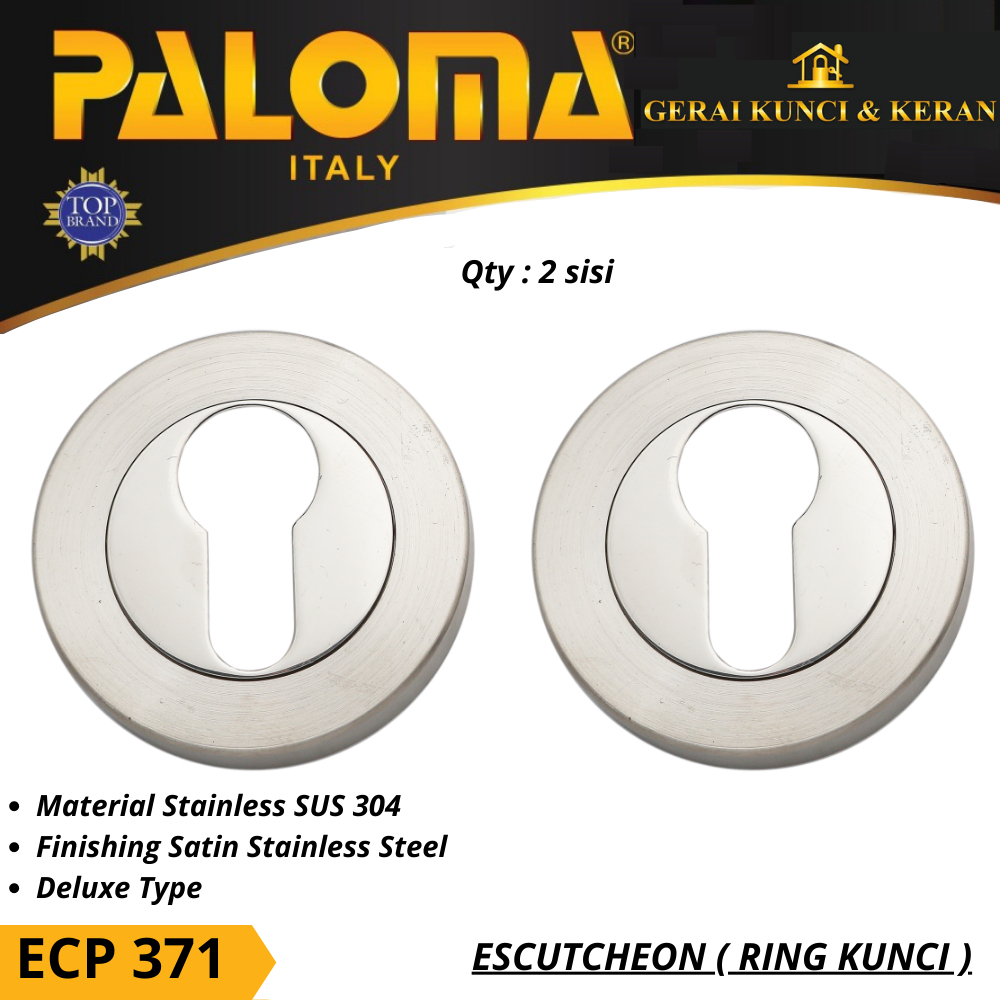 PALOMA ECP 371 RING KUNCI BULAT STAINLESS ESCUTCHEON DELUXE COVER TUTUP CYLINDER KUNCI