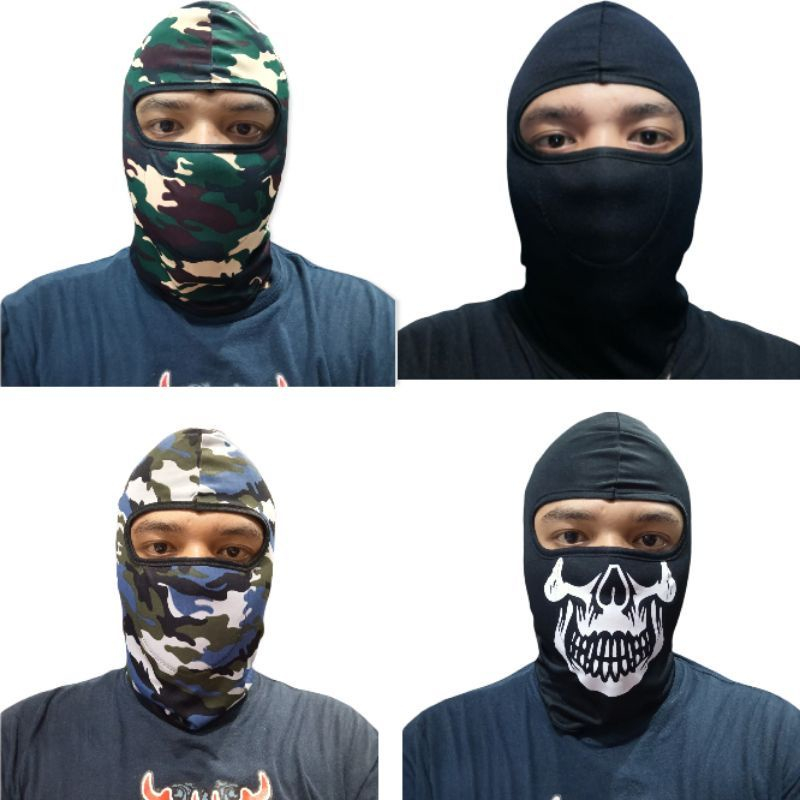 Masker Baf Ninja Full Face Balaclava Masker Baff Motor Hitam Polos, Army, dan Tengkorak