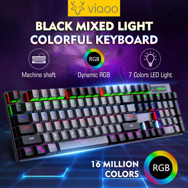 【COD】Viqoo LD-401 RGB Real Mechanical Gaming Single Keyboard Wired 7 Color RGB LED Light Keyboard - G29