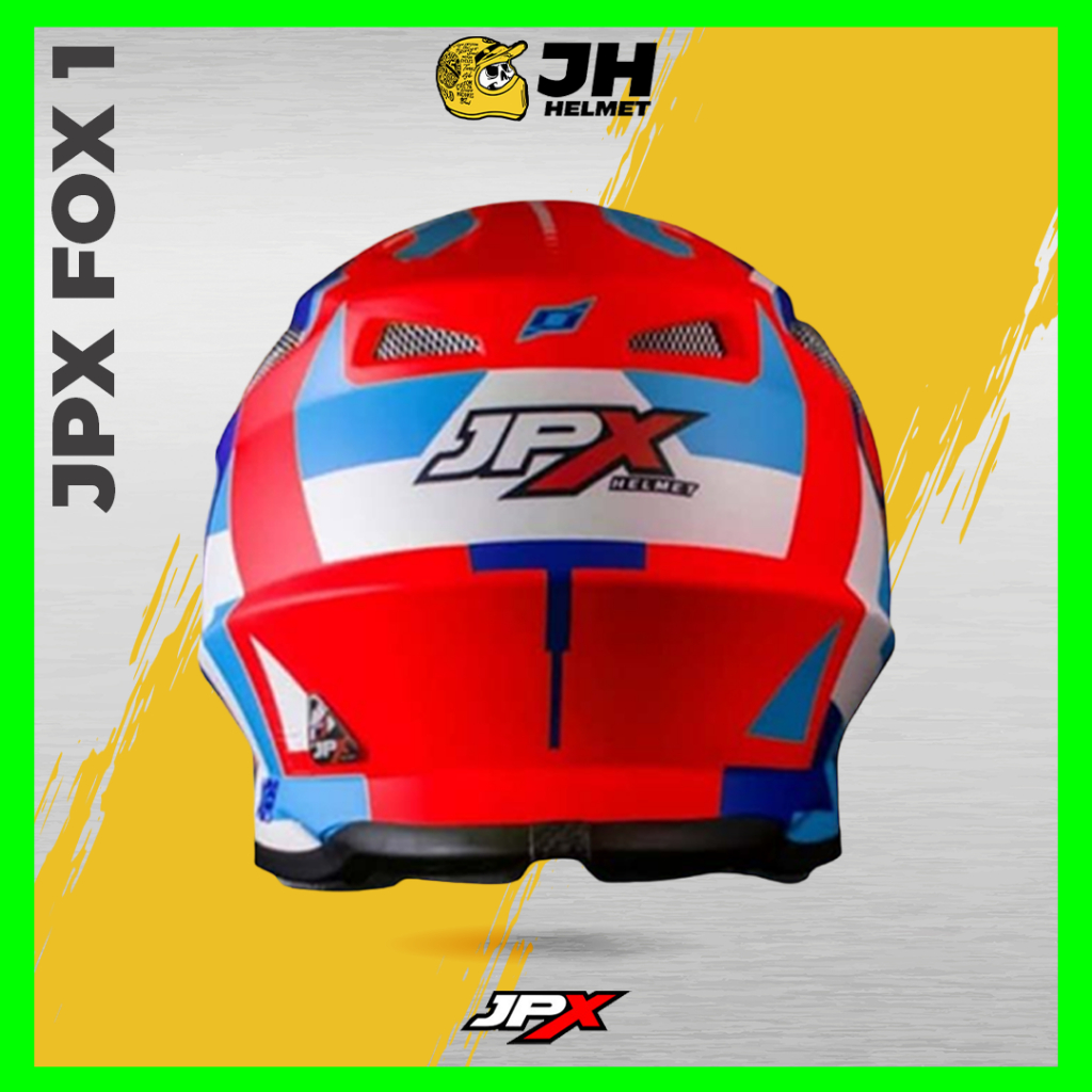 Helm JPX Cross Fox1 X29 Oksonium Red Fluo Glossy | Fox 1 Trail | Helm Full Face | JUAL HELM