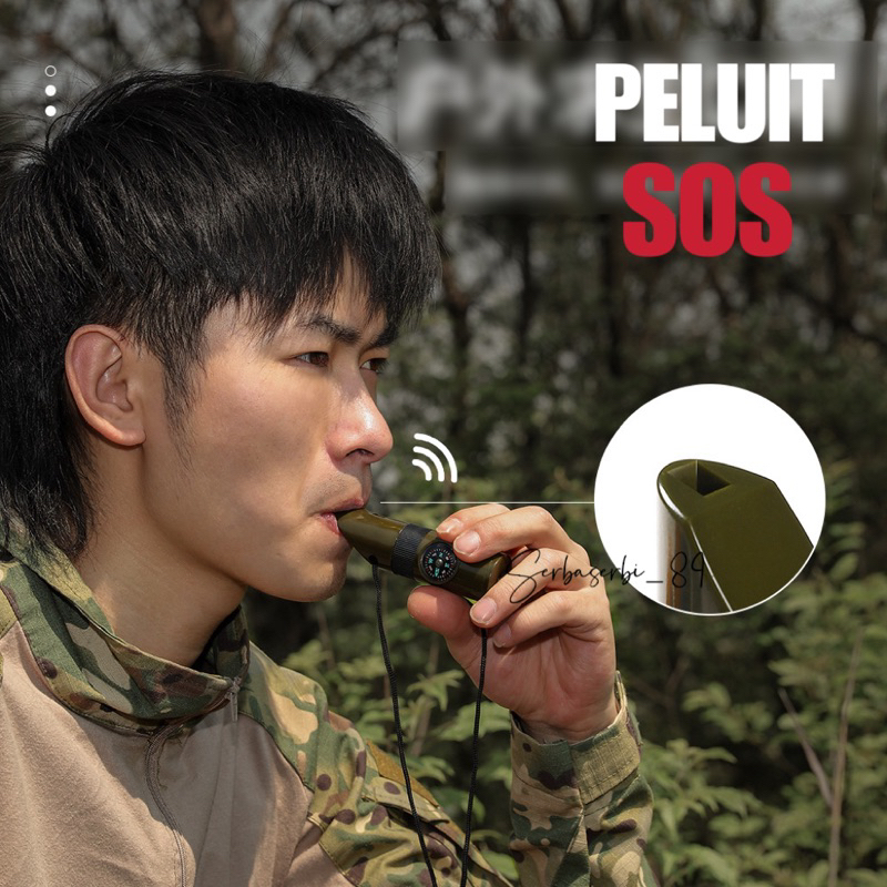 7in1 peluit SOS multifungsi peluit dengan compass dilengkapi senter led