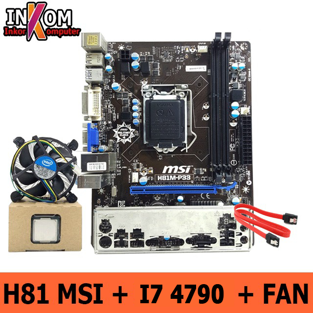 Paket Mobo Motherboard H81 Plus Processor I7 4790 Fan LGA 1150 DDR3