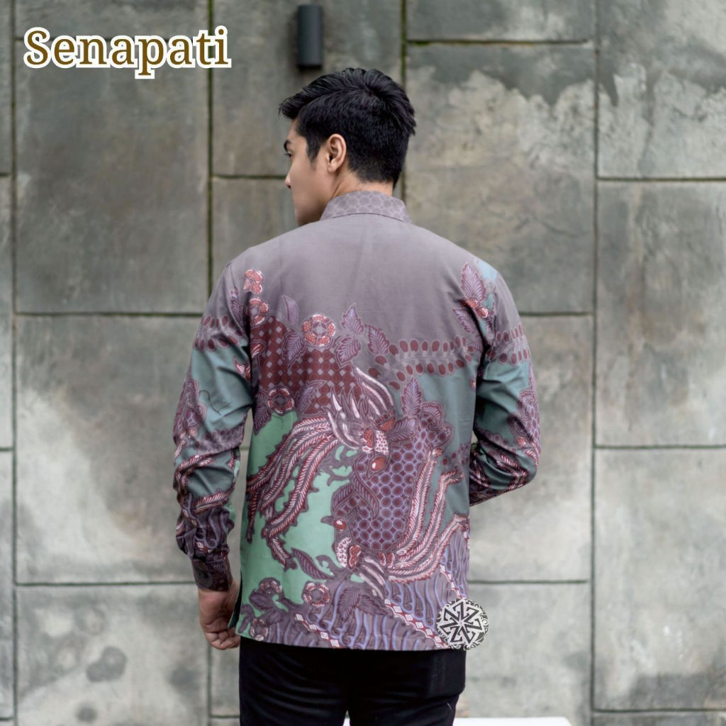 Kemeja Batik Tulis Pria Berlapis Furing Trikot Lengan Panjang Handmade motif senapati