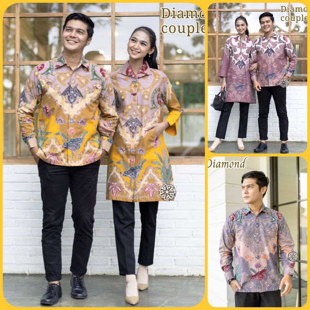 batik tulis couple Kemeja batik dan tunik Batik Tulis Berlapis Furing Lengan Panjang Handmade motif diamond batik couple tulis premium