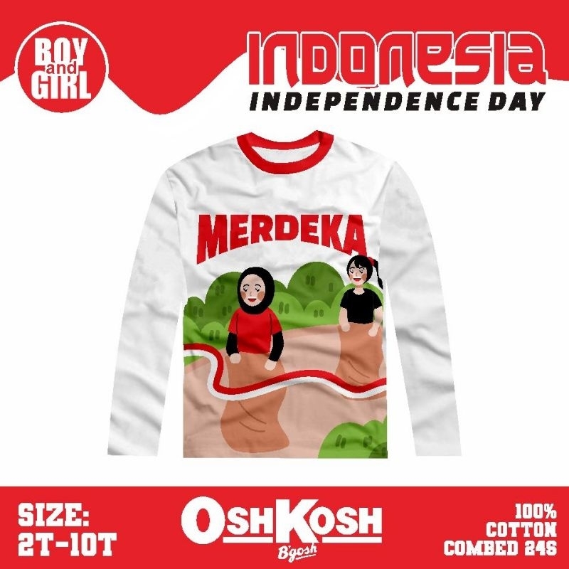 Kaos Anak lengan Panjang kemerdekaan 2-10T