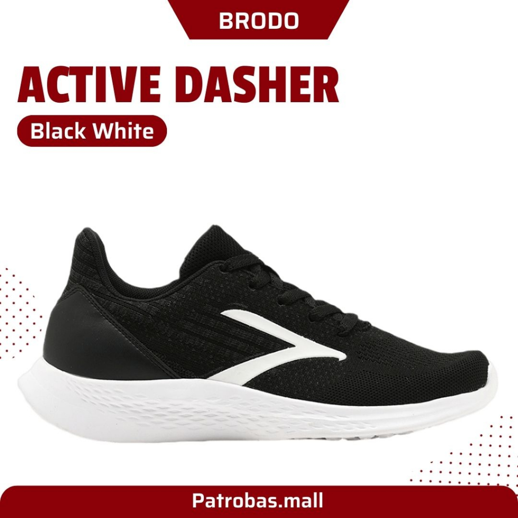 BRODO Active Dasher Black White Original Sepatu Sneakers Sport Pria