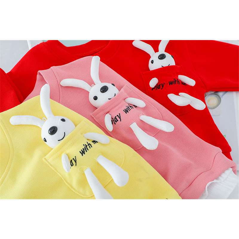 setelan baju anak perempuan lengan panjang usia 6 bulan - 5 tahun motif RED BUNNY lucu import premium