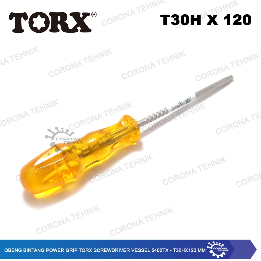 T30Hx120 mm - Obeng Bintang Power Grip TORX Screwdriver Vessel 5400TX