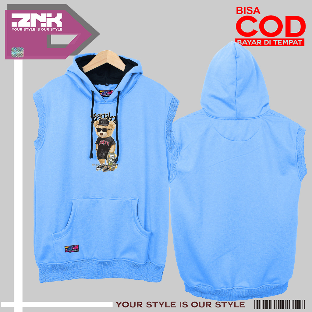 Hoodie vest pria kekinian terbaru warna baby blue Vest wanita korean style oversize Vest pria hoodie terbaru kekinian Rompi pria casual keren Rompi pria jumbo keren Hoodie vest wanita korean style Jaket vest rompi aestetic distro terbaru