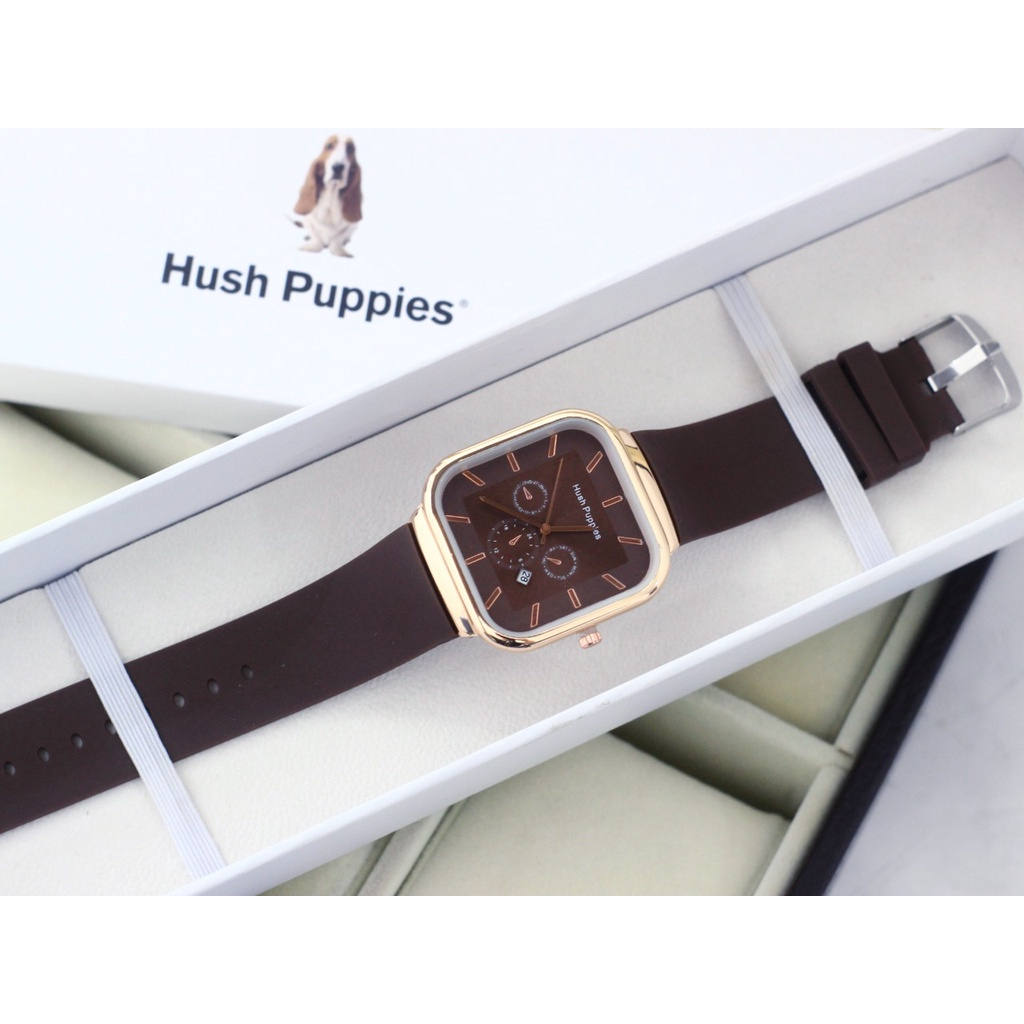 JAM TANGAN WANITA HUSH PUPIES CHRONO TANGGAL RING ROSEGOLD RUBBER HP9016