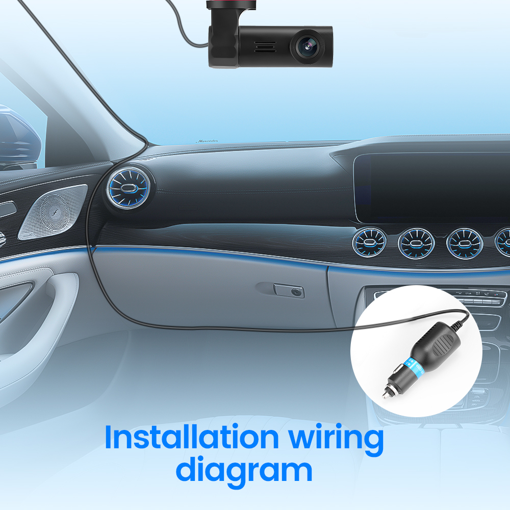 720P HD WiFi Dashcam for Vehicle 360° Rotatable Lens Car DVR Dashboard Camera with App Control Loop Recording Parking Monitor