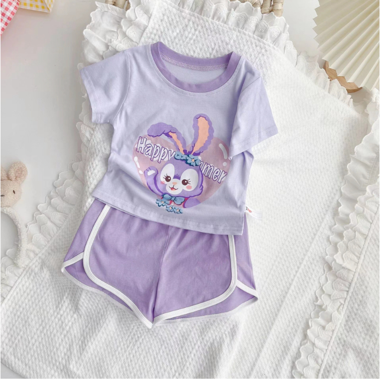 babyfit baju setelan oblong dengan celana pendek anak cewek cowok kartun korean style nyl-0628