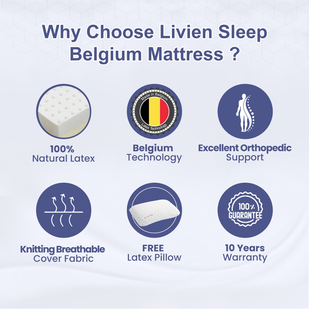 Kasur Latex,  Matras Latex, Livien Latex Mattress Belgium Premium Mattress EXTRA Luara Bedframe