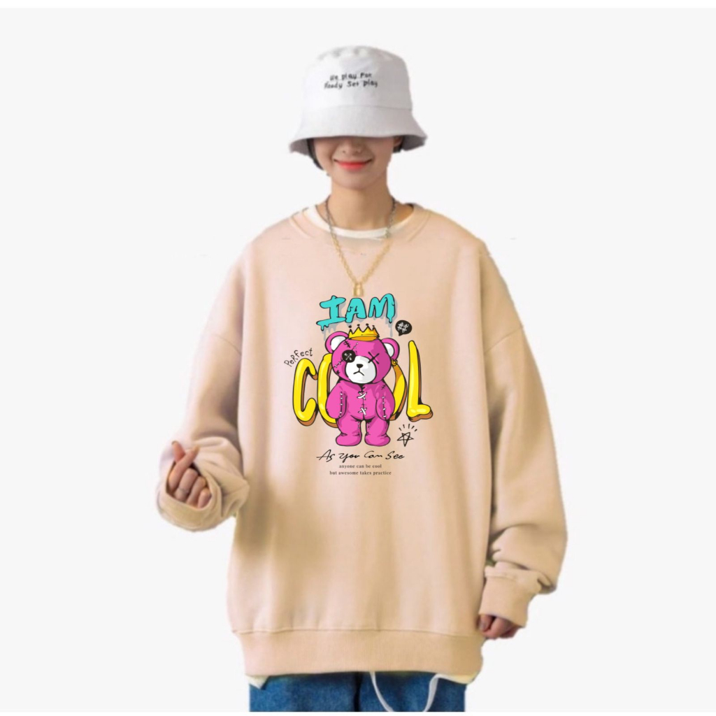 I'AM COOL BEAR  Swaeter Oversize Wanita Size M - L - XL - XXL