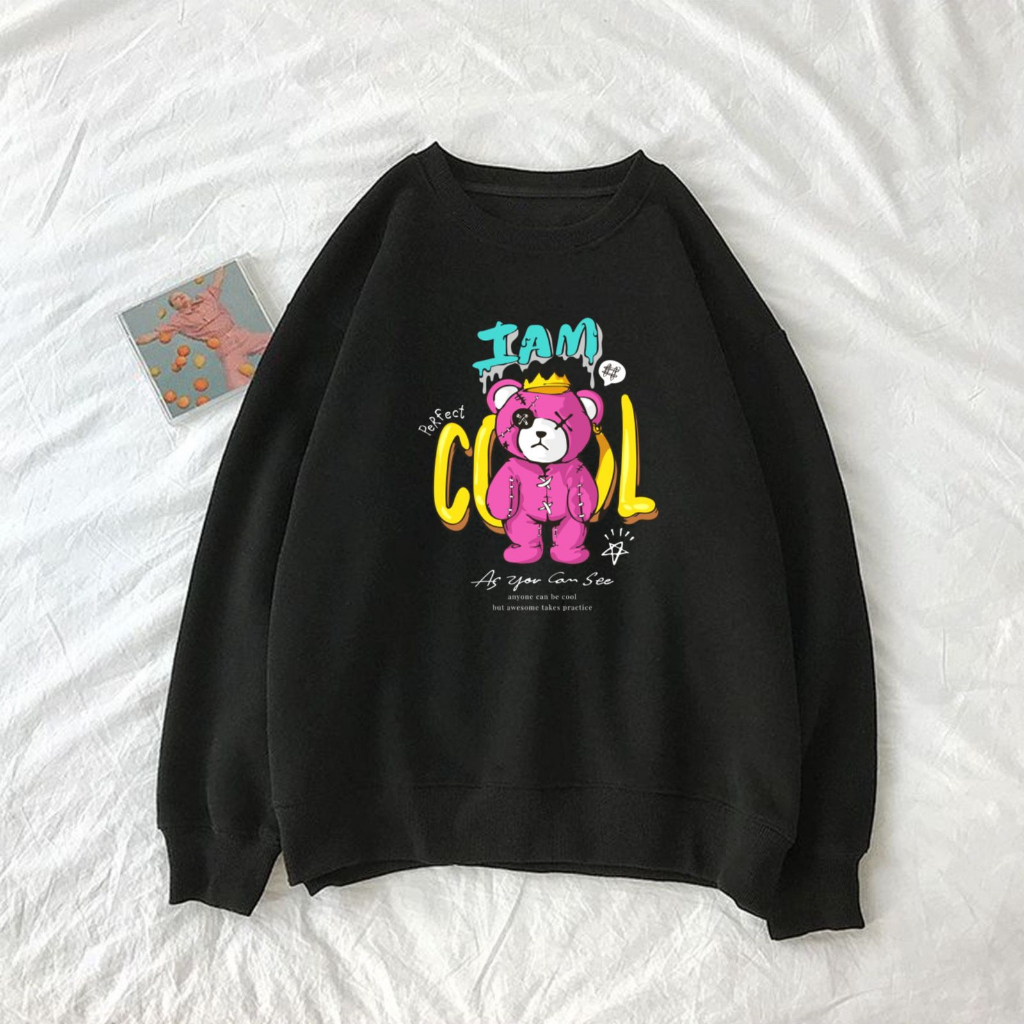 I'AM COOL BEAR  Swaeter Oversize Wanita Size M - L - XL - XXL