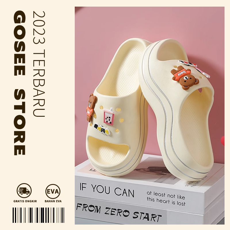 Sandal Jelly Wanita Wedges Tinggi Murah Sandal Karet Perempuan Dewasa Sepatu Wanita Kekinian 2023 Terbaru Import Korea