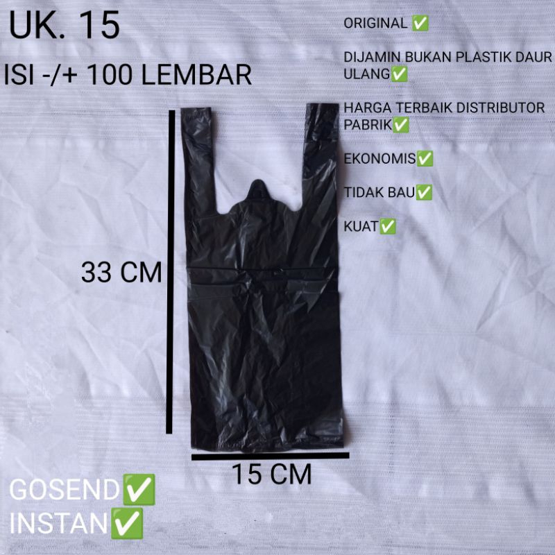 Kantong kresek kepik original Hitam ukuran 15 HD isi 100 lembar Plastik belanja
