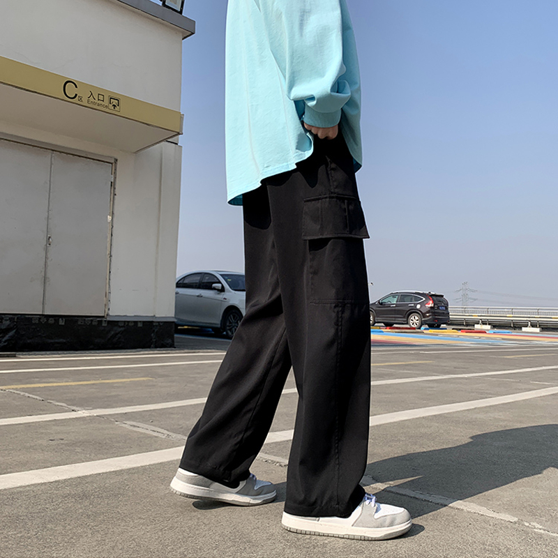 celana kargo pria korean style straight pants celana cargo jumbo pria  hitam celana oversize pria celana cargo panjang pria