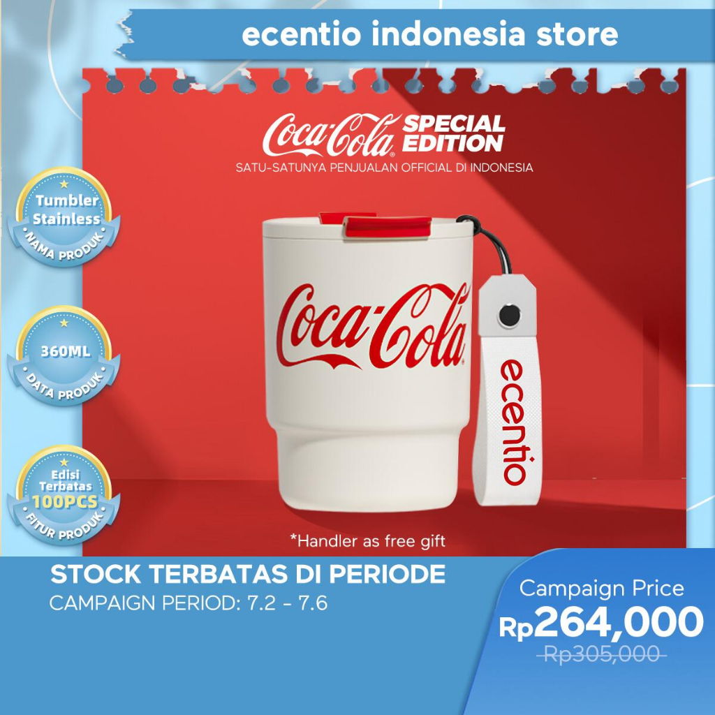 ecentio  Stainless Steel Cangkir Kopi Thermal Mug Coca-Cola Beruang Botol Air Travel Tumbler Dengan Cangkir Perlengkapan Minum