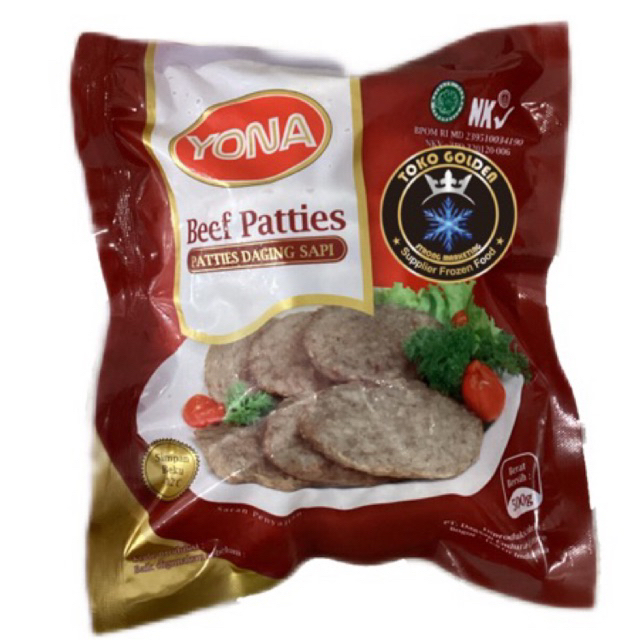 

yona beef patties 500gr 10s / burger sapi paty