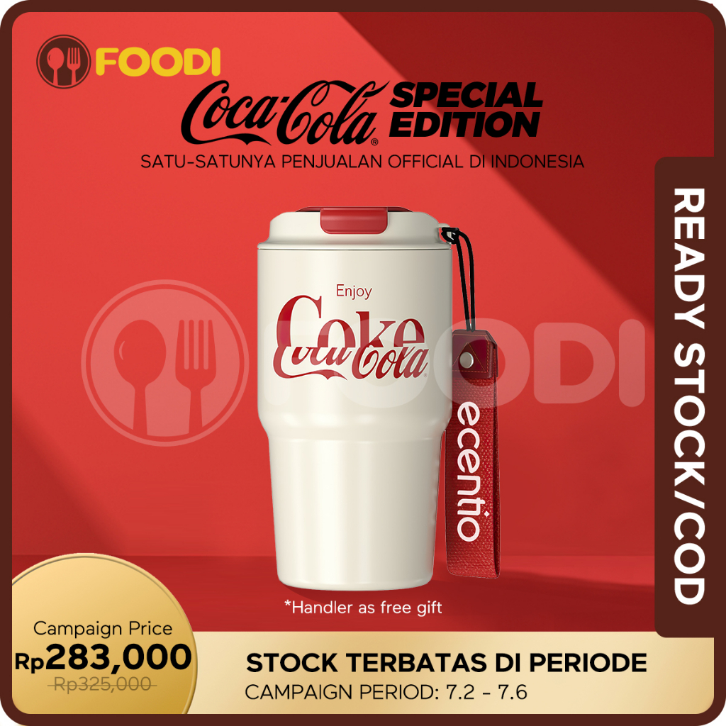 FOODI Tumbler Coffee Coca Cola 590ML Stainless 316 Tahan Panas Dan Dingin Mug Travel