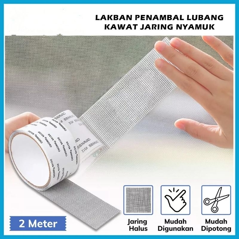 Lakban Penambal Lubang Kawat Jaring Nyamuk 2 Meter Tape Repair Penutup Jaring