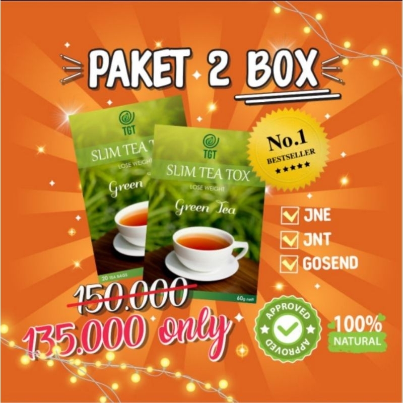 PAKET PROMO BEST SELLER TGT SLIM TEA 2 BOX PELANGSING NATURAL HERBAL (2OR)