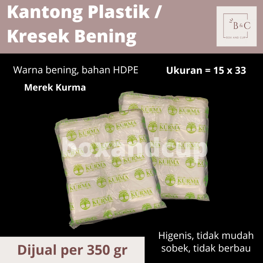 Kantong / Kantongan Plastik Kresek Bening / Putih Ukuran 15 x 33 cm Tebal Bahan HDPE isi 350 gram