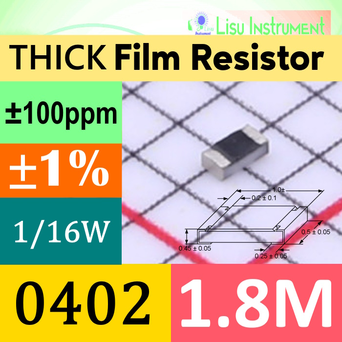 1.8MΩ 0402 1005(mm) ±1% THICK Film SMD Resistor 62.5mW 1.8M 1M8