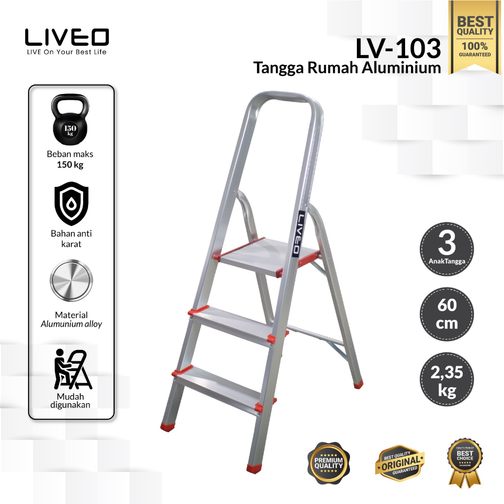 Tangga Rumah Lipat Alumunium Liveo LV-103 / Tangga 3 step