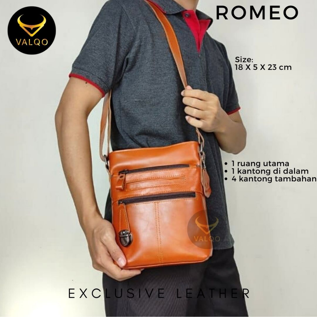 [VALQO] ROMEO Tas Kulit Sapi Tas Selempang Slingbag Pria Wanita