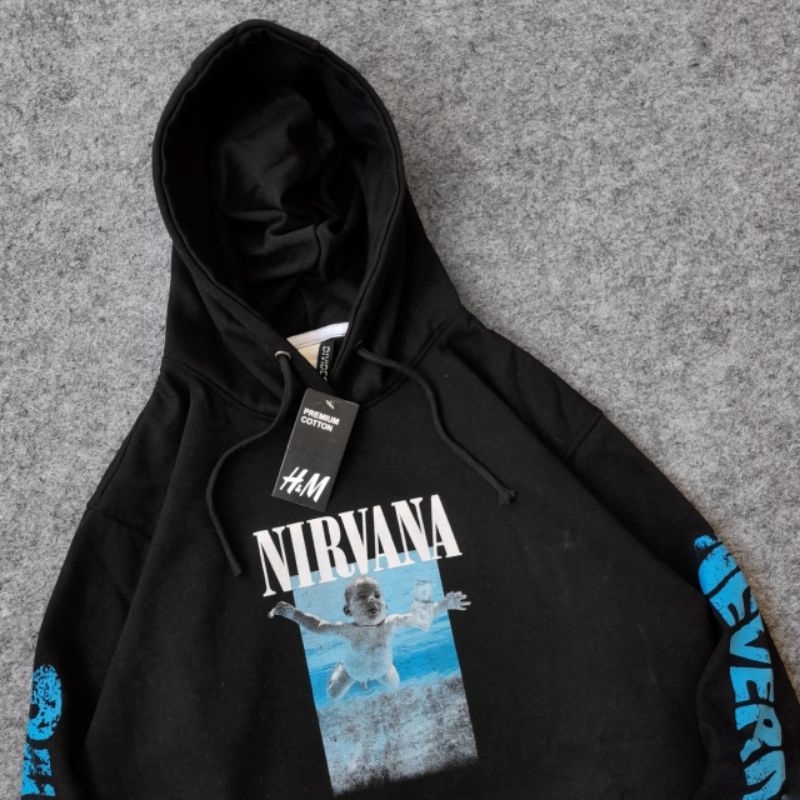 SWEATER HOODIE H&amp;M NYC SLEEPS PUTIH &amp; H&amp;M NIRVANA AUTHENTIC FULLTAG &amp; LEBEL