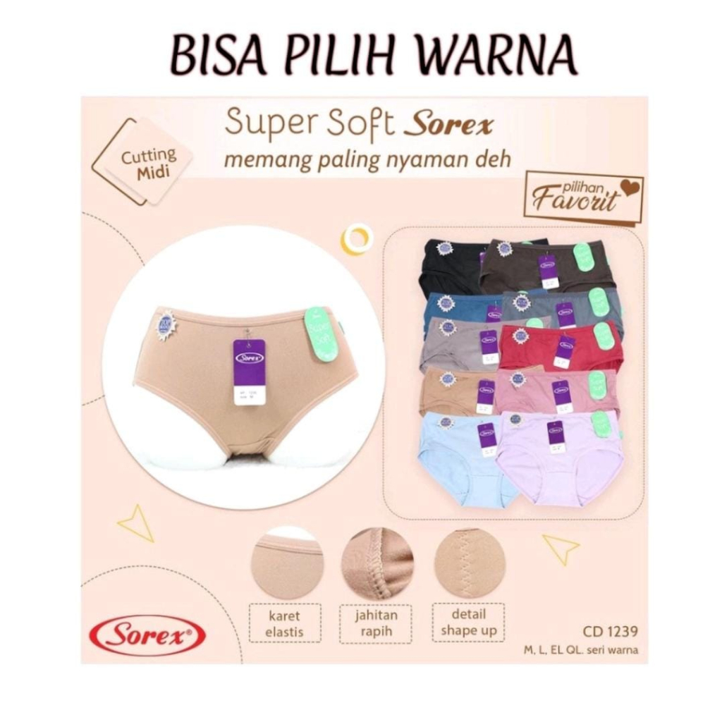 PROMO | Celana dalam sorex super soft midi art 1239 / CD Dalaman Wanita M L XL XXL