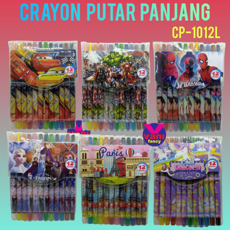 

Crayon / Crayon Putar Panjang Karakter Murah 12 Warna