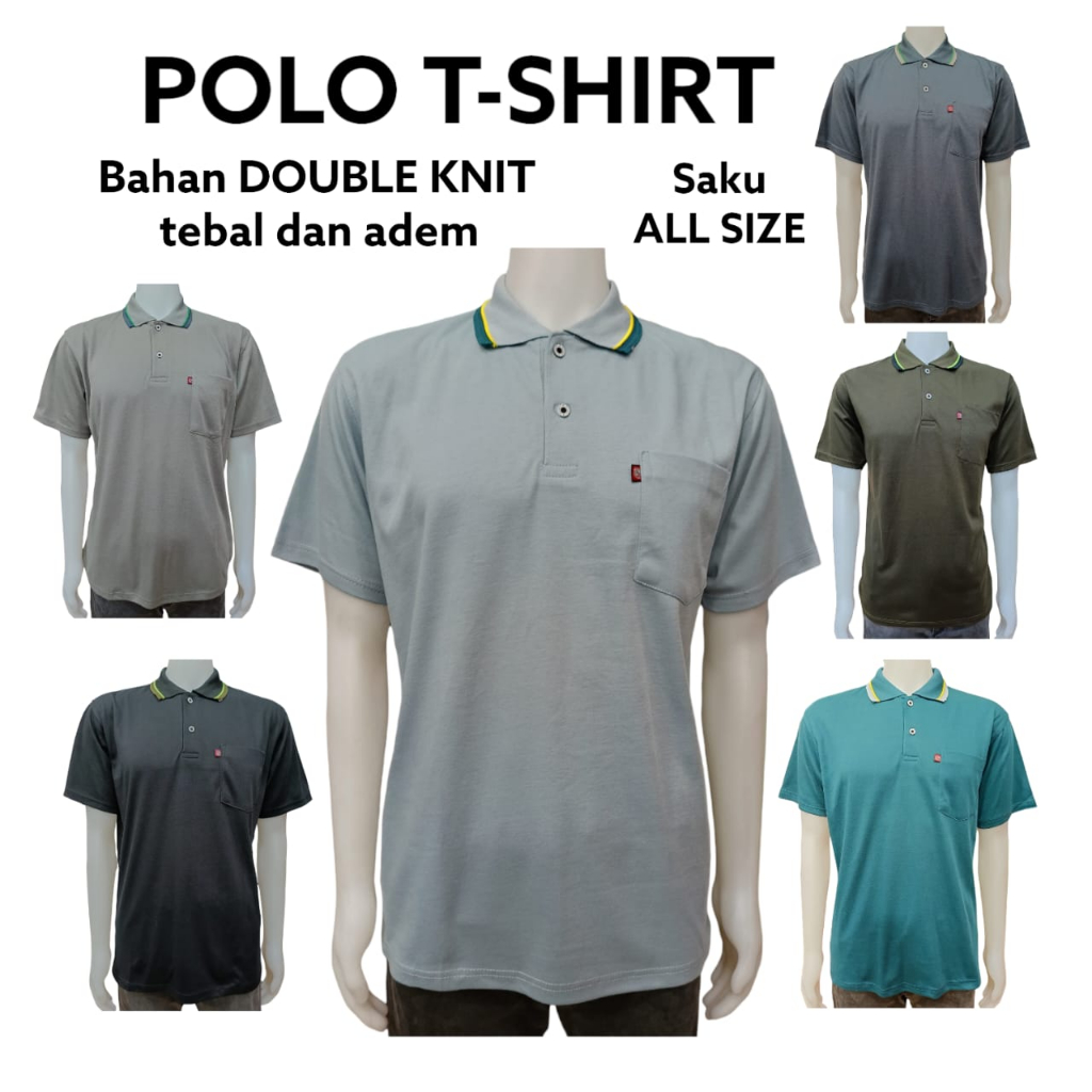 Noveli wear - Polo shirt pria polos saku all size doubel knit lengan pendek