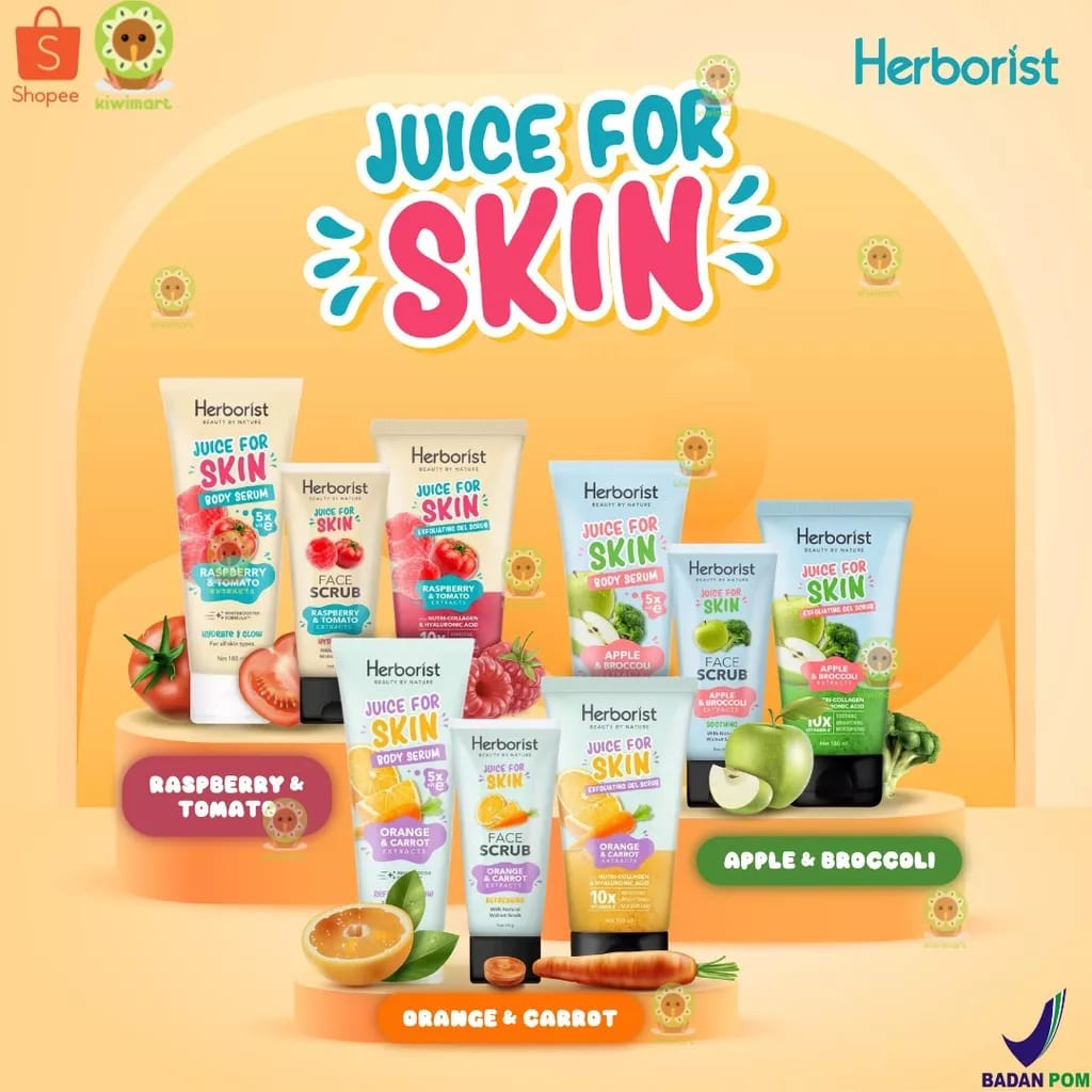 `ღ´ PHINKL `ღ´ Herborist Juice Face Scrub peeling untuk muka lulur wajah peeling peel off meratakan kulit kusam gradakan